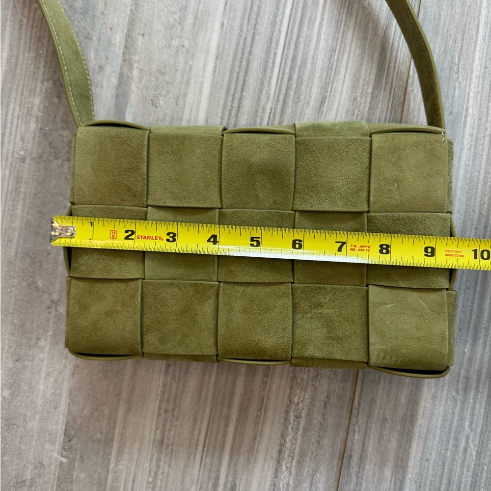 J.McLaughlin Green Suede Woven Crossbody Bag Small Shoulder - Picture 7 of 14